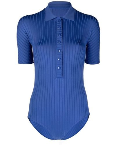 Eres Cachaca Ribbed Short-sleeve Swimsuit - Blue