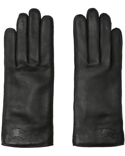 Burberry Ekd-debossed Leather Gloves - Black