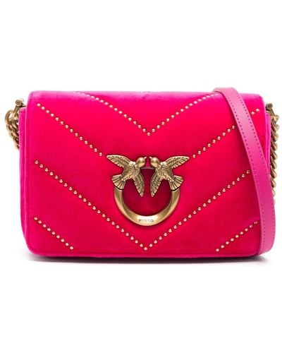 Pinko Love Click Studded Shoulder Bag - Pink