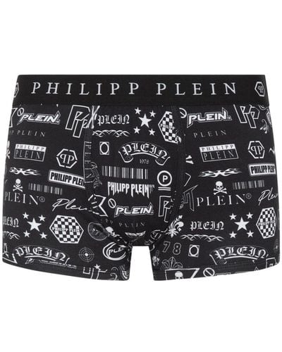 Philipp Plein Logo-print Cotton-blend Boxer Briefs - Black