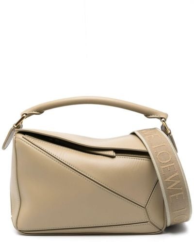 Loewe Small Puzzle Leather Tote Bag - Natural