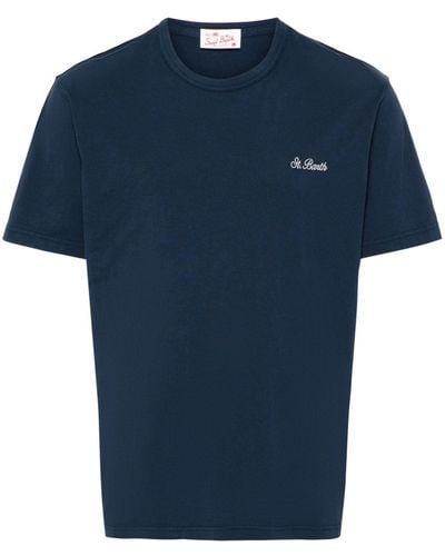 Mc2 Saint Barth Logo-embroidered Cotton T-shirt - Blue