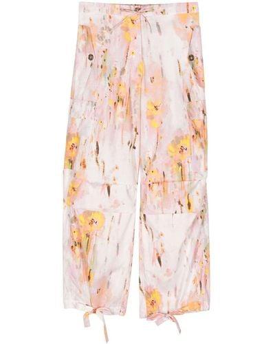 MSGM Floral-print Cotton Cargo Trousers - ホワイト