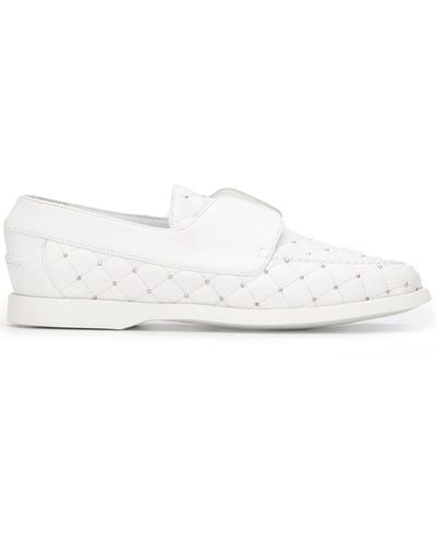Le Silla Quilted Style Stud Detail Loafers - White