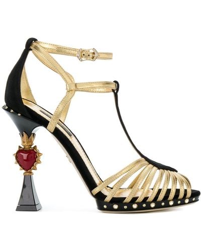 Dolce & Gabbana Sandali Bette con tacco a cuore - Nero