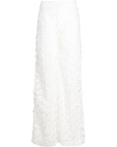 Cynthia Rowley Pantalones con encaje floral - Blanco