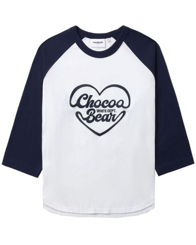Chocoolate Logo-embroidered Cotton T-shirt - Blue