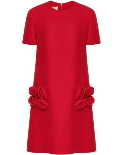 Valentino Garavani Robe courte à fleurs appliquées - Rouge