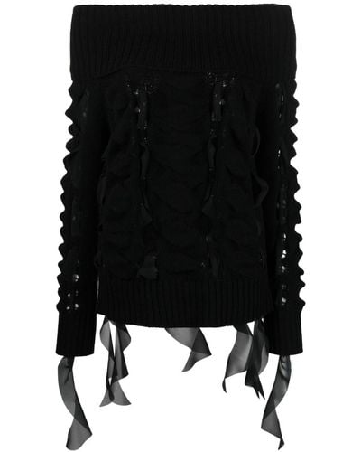 Blumarine Off-shoulder Knitted Top - Black