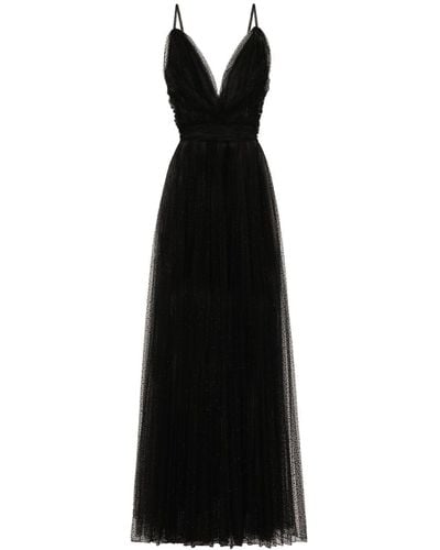 Dolce & Gabbana Flocked Tulle Gown - Black