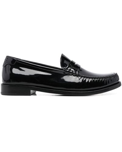 Saint Laurent High-shine Leather Loafers - Black