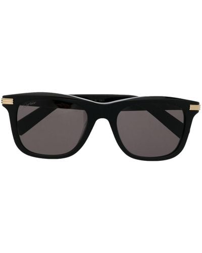 Cartier Gold-detail Square-frame Sunglasses - Black