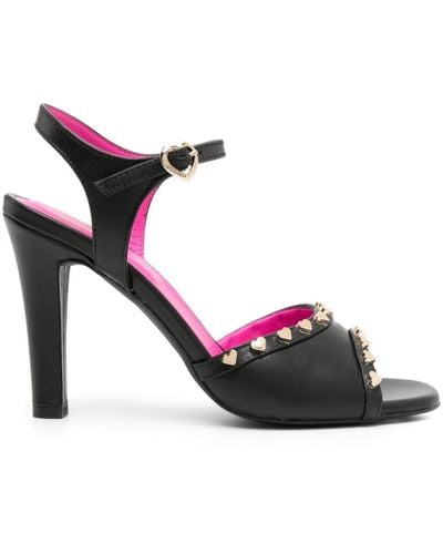Love Moschino 105mm Leather Sandals - Black