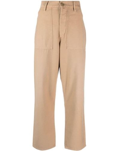 Polo Ralph Lauren High-waisted Tapered Cotton Trousers - Natural