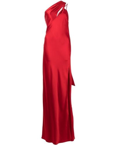 Michelle Mason Robe longue drapée en soie - Rouge