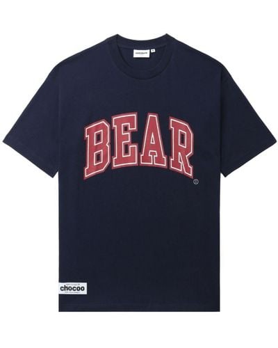 Chocoolate Bear-print Cotton T-shirt - Blue