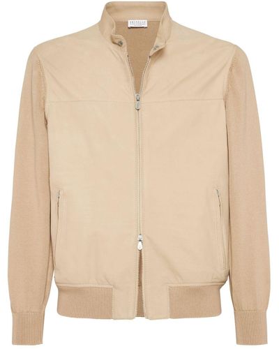 Brunello Cucinelli Panelled Leather Jacket - Natural