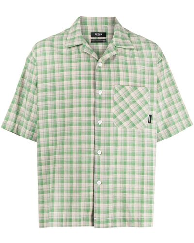 FIVE CM Plaid Short-sleeve Cotton Shirt - Green