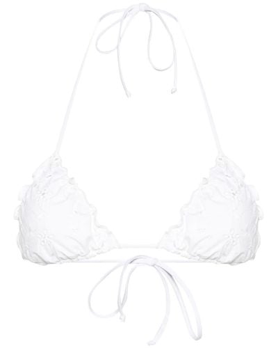 Mc2 Saint Barth Saggitarius Floral-embroidery Bikini Top - White