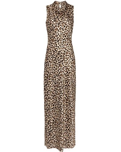 Veronica Beard Vestido largo Kura con estampado de leopardo - Metálico