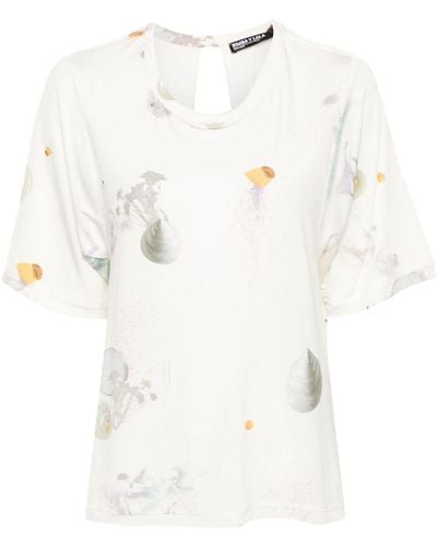 Bimba Y Lola T-Shirt mit Muschel-Print - Weiß