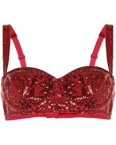 Dolce & Gabbana Sequin Balconette Bra - Red