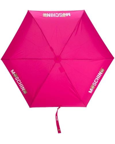 Moschino Paraguas con logo estampado - Rosa