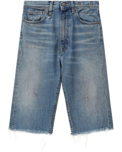 R13 Jeans-Shorts mit ausgefransten Kanten - Blau