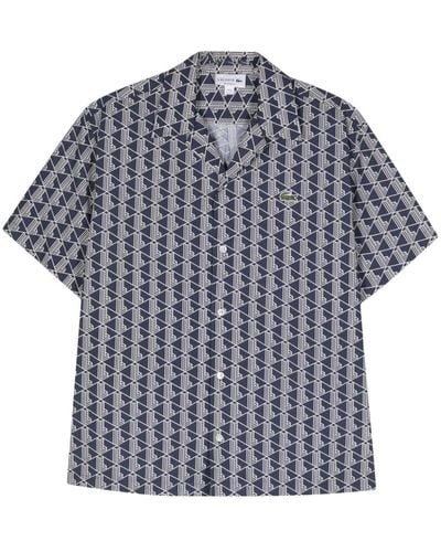 Lacoste Overhemd Met Monogram-print - Blauw