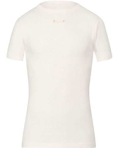 Maison Margiela Geripptes Fancy T-Shirt - Weiß
