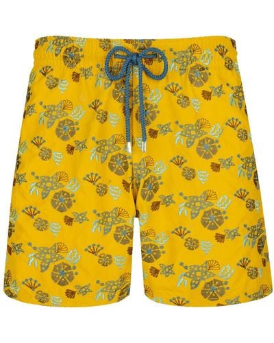Vilebrequin Floral-embroidered Swim Shorts - Yellow