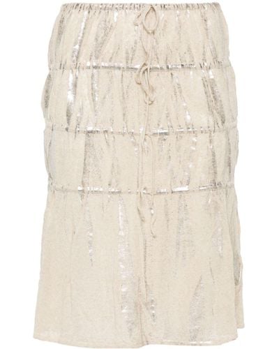 Paloma Wool Plata Foiled-finish Skirt - Natural