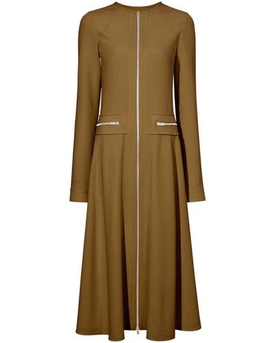Proenza Schouler Zipped-pocked Long-sleeved Midi Dress - Natural