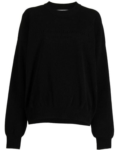 Alexander Wang Logo-embossed Ribbed Sweater - Black