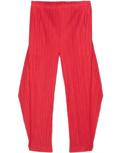Pleats Please Issey Miyake Pantalones ajustados con diseño plisado - Rojo