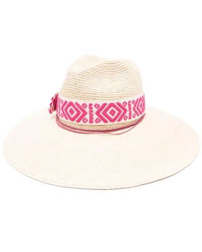 Borsalino Sophie Panama crochet-detail sun hat - Pink
