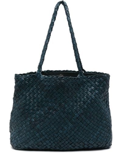 Dragon Diffusion Vintage Mesh Leather Tote Bag - Blue