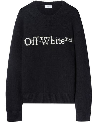 Off-White c/o Virgil Abloh Pull en laine à logo intarsia - Noir