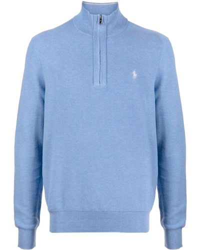 Polo Ralph Lauren Sweater Met Halve Rits - Blauw