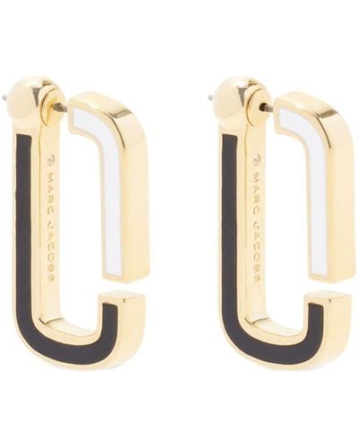 Marc Jacobs Enamel Flat Hoop Earrings - White