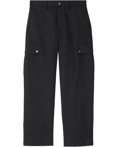 Burberry Cotton Blend Cargo Trousers - Black