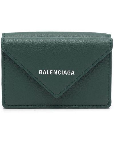 Balenciaga Mini Papier Leather Wallet - Green