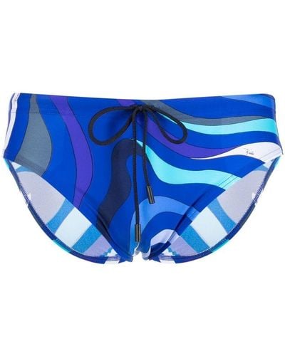 Emilio Pucci Marmo-print Swimming Trunks - Blue