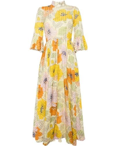 ALÉMAIS Agalia Floral-print Midi Dress - Yellow