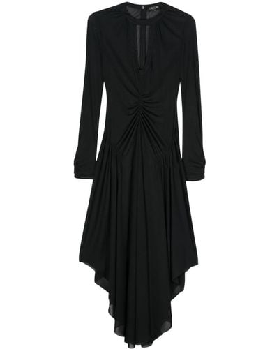 Del Core Semi-sheer Gathered Dress - Black