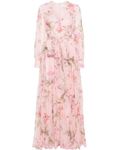Erdem フローラル シルクイブニングドレス - ピンク