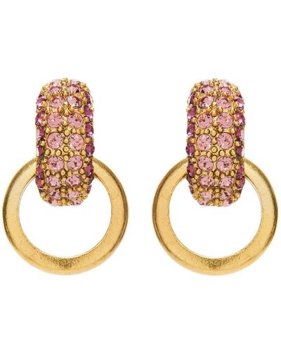 Oscar de la Renta Pavé-crystal Link Earrings - Metallic