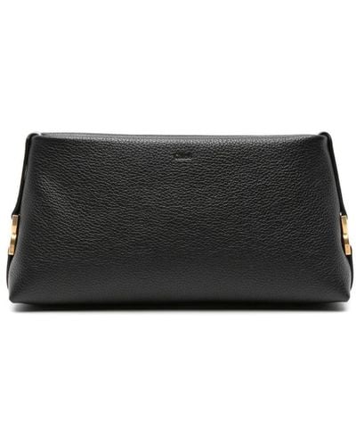 Chloé Marcie Leather Clutch Bag - Black