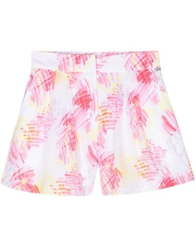 Armani Exchange Abstract-print Pleated Shorts - Pink