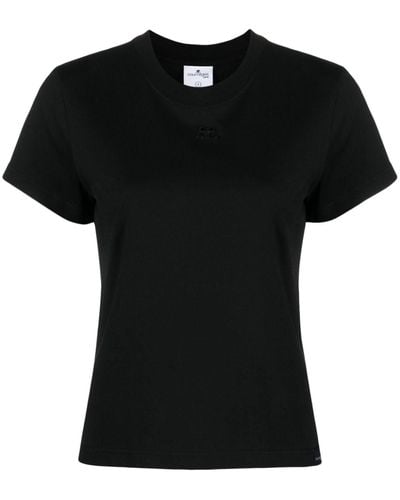 Courreges T-shirt en coton à logo brodé - Noir